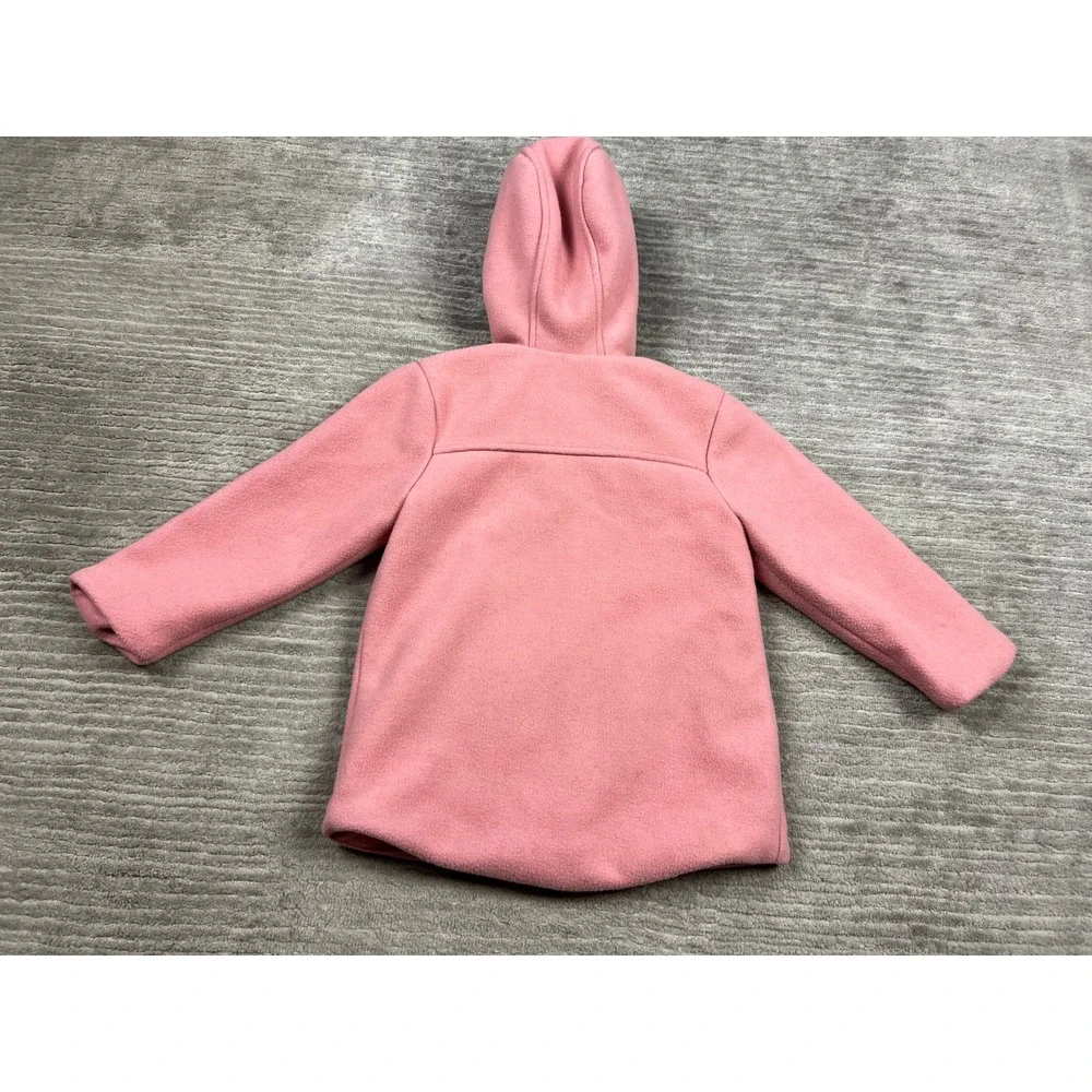 Old Navy Hooded Coat Girls‎ 5T Pink Sherpa Lined Wool Blend Zip Front Jacket